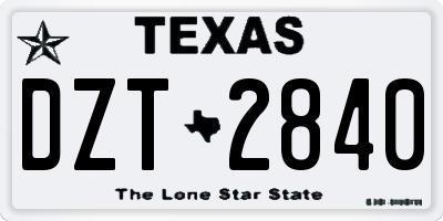 TX license plate DZT2840