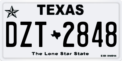 TX license plate DZT2848