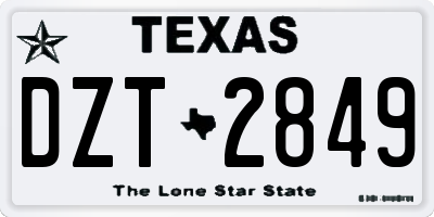 TX license plate DZT2849