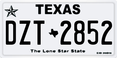 TX license plate DZT2852