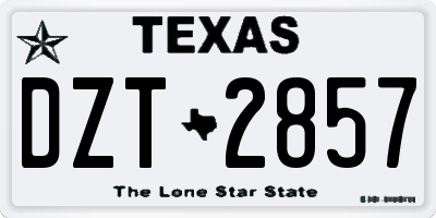 TX license plate DZT2857