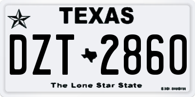 TX license plate DZT2860