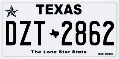 TX license plate DZT2862