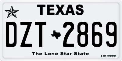 TX license plate DZT2869