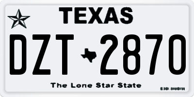 TX license plate DZT2870