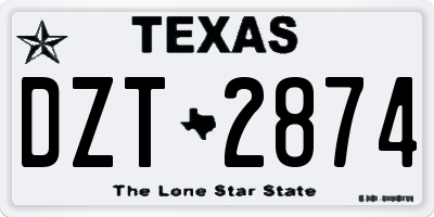 TX license plate DZT2874