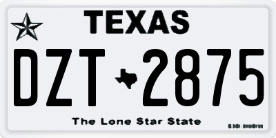 TX license plate DZT2875