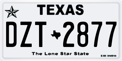 TX license plate DZT2877