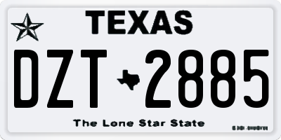 TX license plate DZT2885
