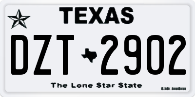 TX license plate DZT2902