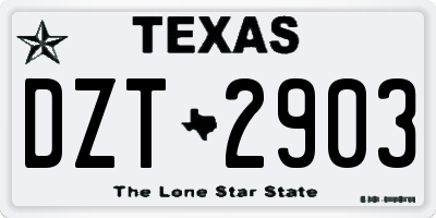 TX license plate DZT2903
