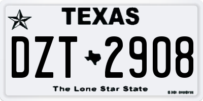 TX license plate DZT2908