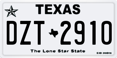 TX license plate DZT2910