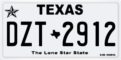 TX license plate DZT2912