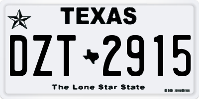 TX license plate DZT2915