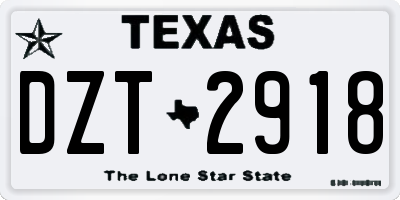 TX license plate DZT2918