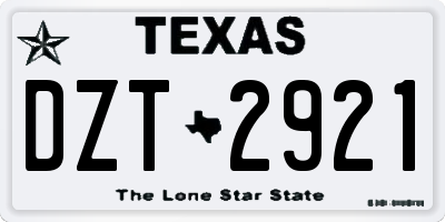 TX license plate DZT2921