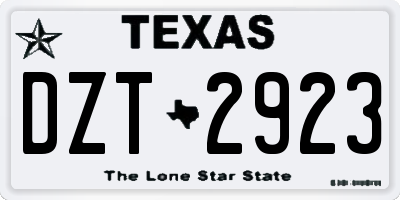 TX license plate DZT2923