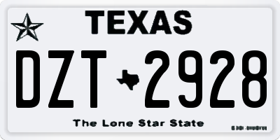 TX license plate DZT2928