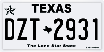 TX license plate DZT2931