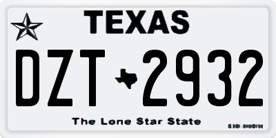 TX license plate DZT2932