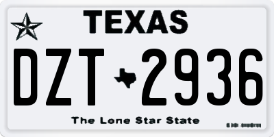 TX license plate DZT2936