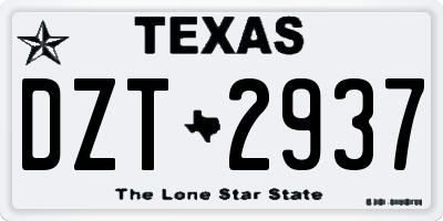TX license plate DZT2937