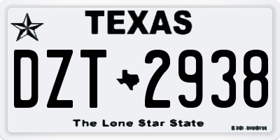 TX license plate DZT2938