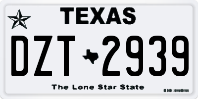 TX license plate DZT2939