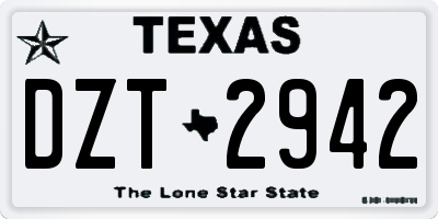 TX license plate DZT2942