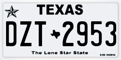 TX license plate DZT2953
