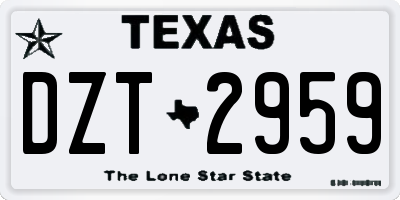 TX license plate DZT2959