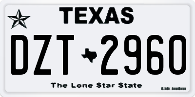 TX license plate DZT2960