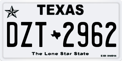 TX license plate DZT2962