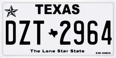 TX license plate DZT2964