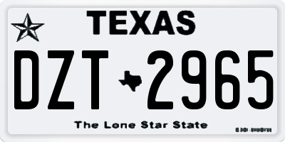 TX license plate DZT2965