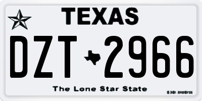TX license plate DZT2966