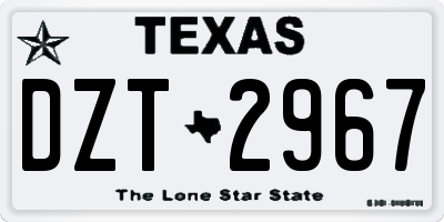 TX license plate DZT2967
