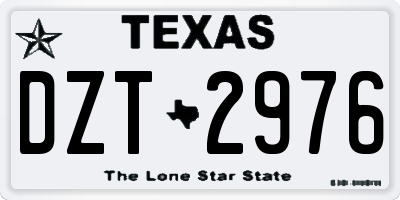 TX license plate DZT2976