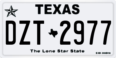 TX license plate DZT2977