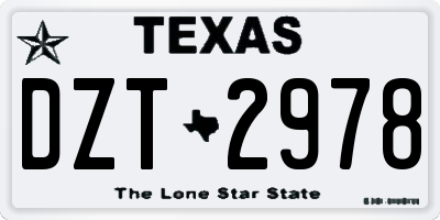 TX license plate DZT2978