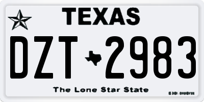 TX license plate DZT2983