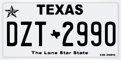 TX license plate DZT2990
