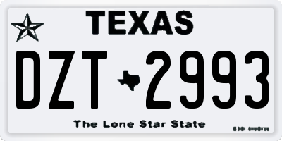 TX license plate DZT2993