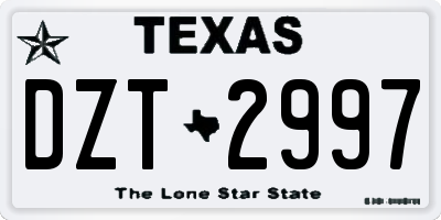 TX license plate DZT2997