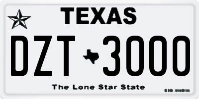 TX license plate DZT3000