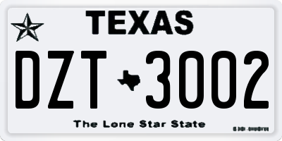 TX license plate DZT3002