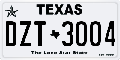 TX license plate DZT3004