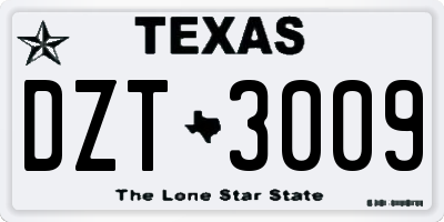 TX license plate DZT3009