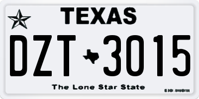 TX license plate DZT3015